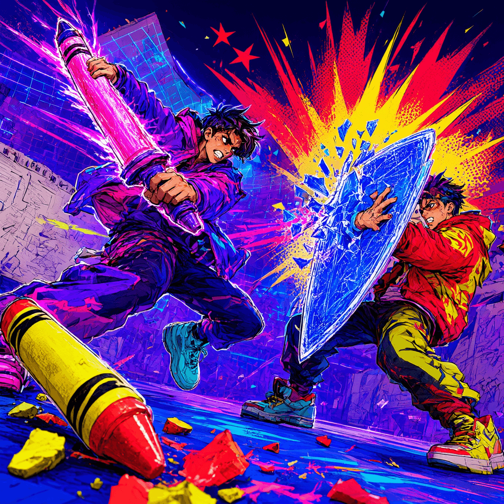 Cover art for Crayon Combat, inspired by: A viral YouTube series has been turned into a video game where players must draw their own weapons to fight.