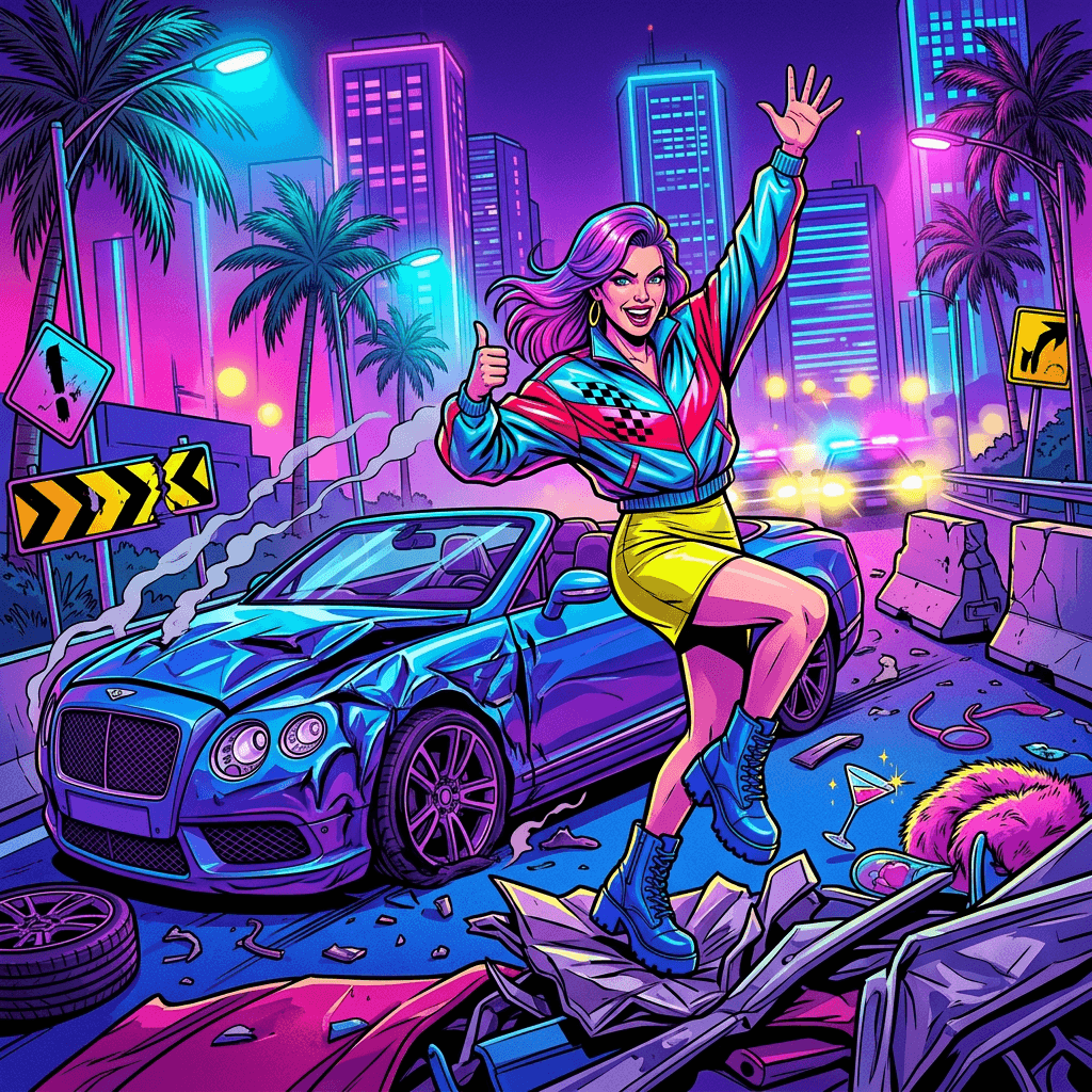 Cover art for Five Stars for the Crash, inspired by: A Florida model allegedly turned a routine drive into a demolition-derby crash, then bawled her eyes out as cops arrested her for DUI, all caught on…