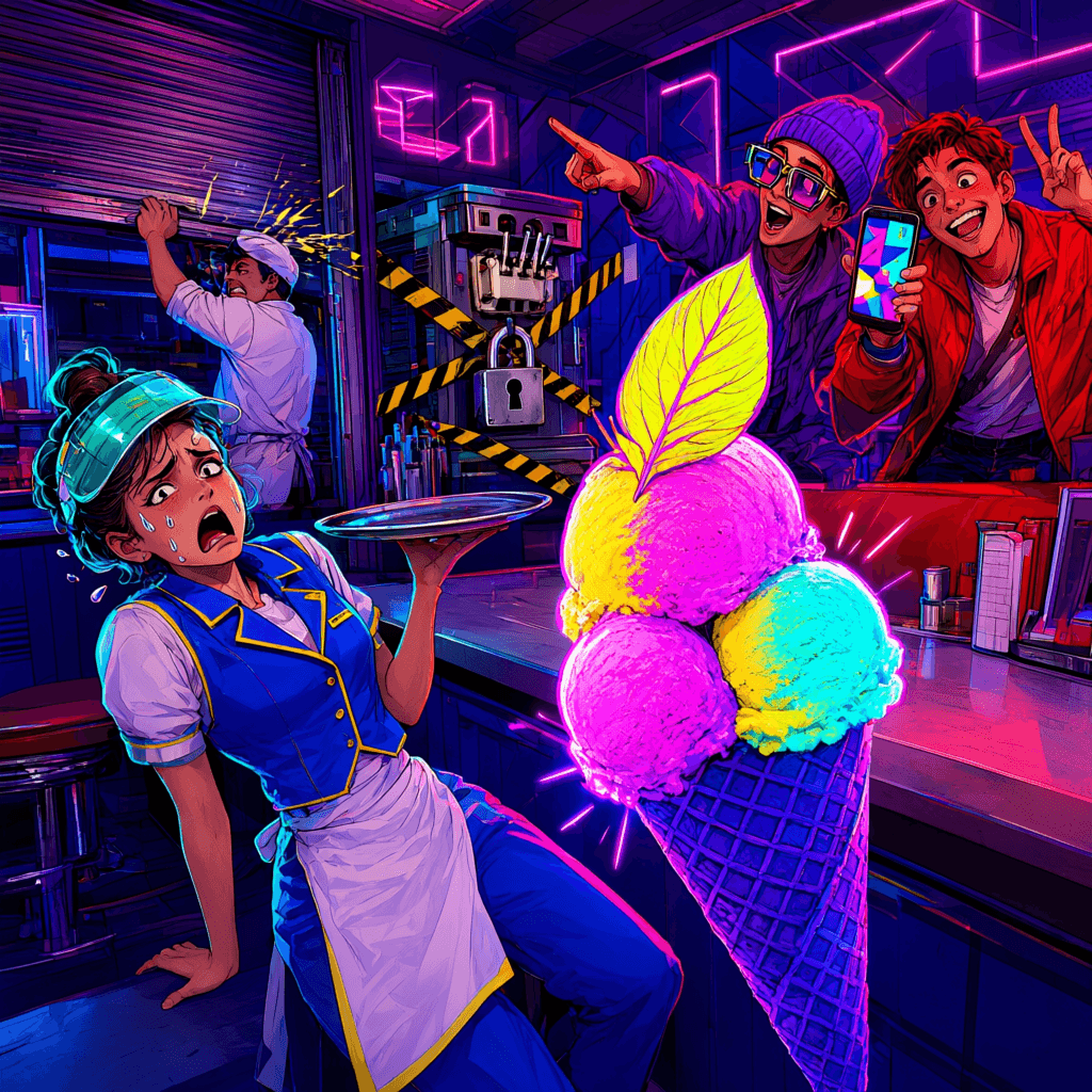 Cover art for The Dairy Interrogation, inspired by: A server's viral TikTok roasts diners who arrived 20 minutes before closing and asked if the ice cream was vegetarian.