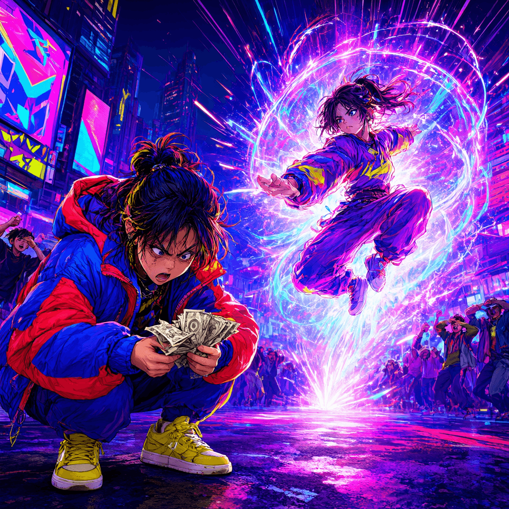 Cover art for Infinite Aura, Finite Cash, inspired by: Teens are battling in the streets for prize money and the chance to earn 'infinite aura,' a bizarre new trend that turns social status into a prize.