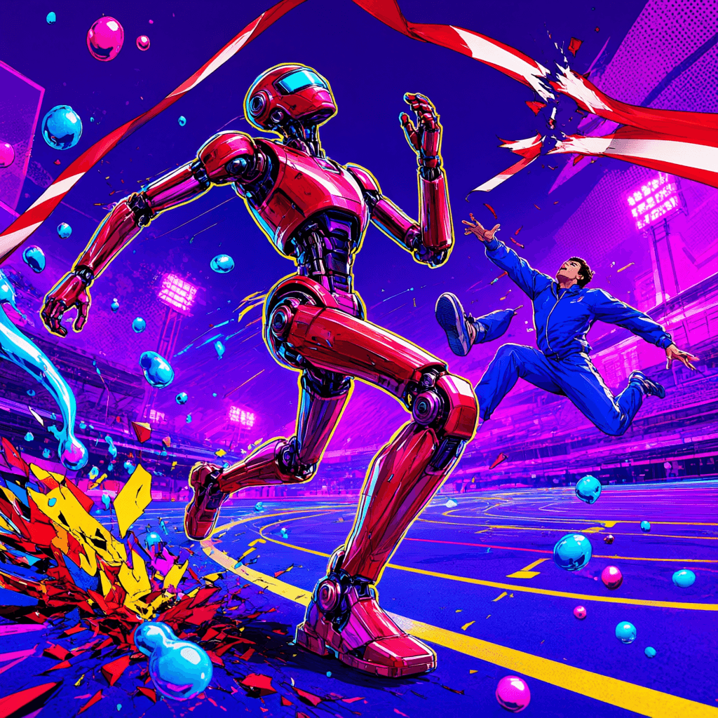 Cover art for Just Learned Legs, inspired by: Unitree's Superman humanoid robot claims a record 45.6 km/h sprint, faster than Usain Bolt's top speed, though the numbers remain unverified and the…