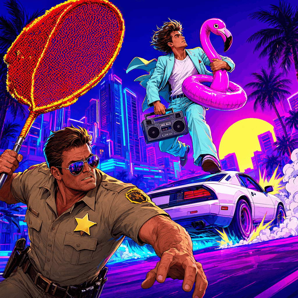 Cover art for We Was Vice First, inspired by: A Florida sheriff is fighting a bizarre GTA 6-fueled campaign to turn Miami into real-life Vice City.